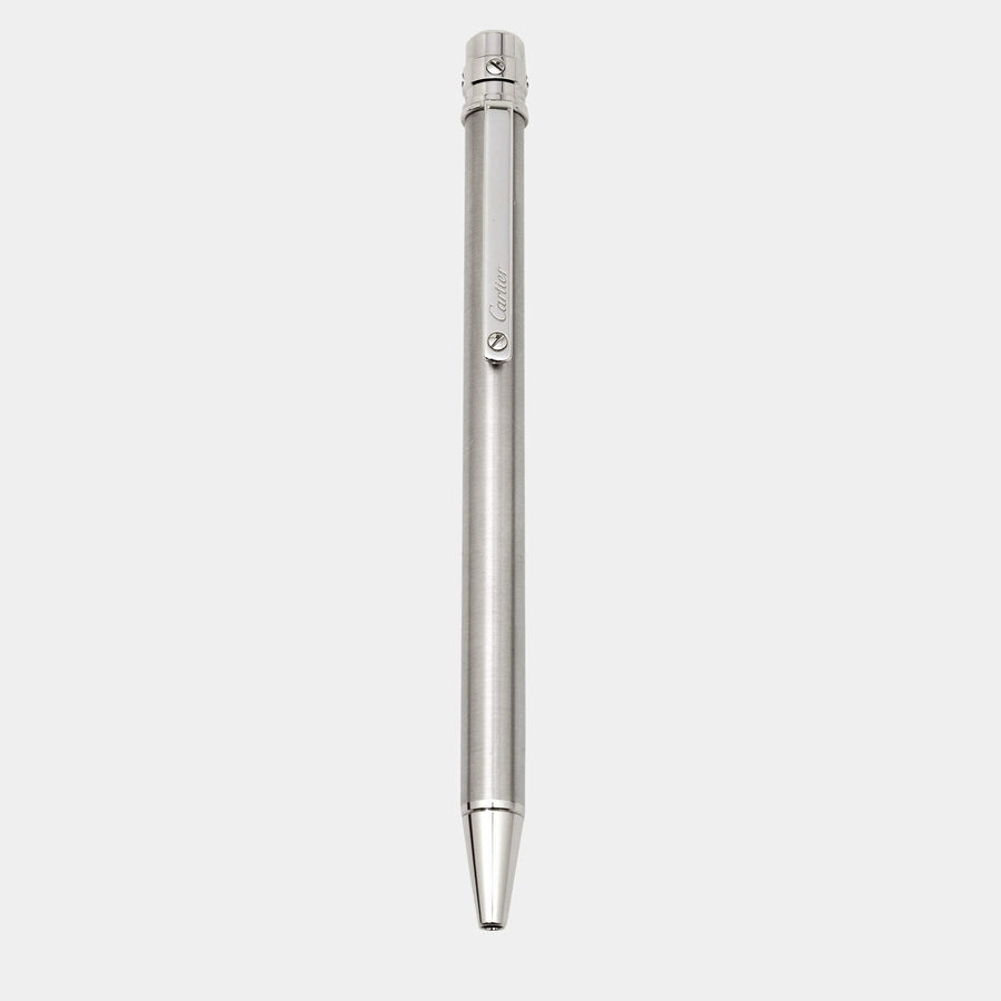 Buy Cartier Santos De Cartier Godron Silver Tone Ballpoint Pen in UAE | Liperla Perfume